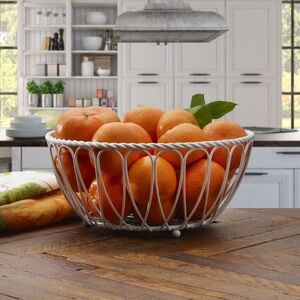 Set of 3 white Round Nestable Rope Fruit Baskets